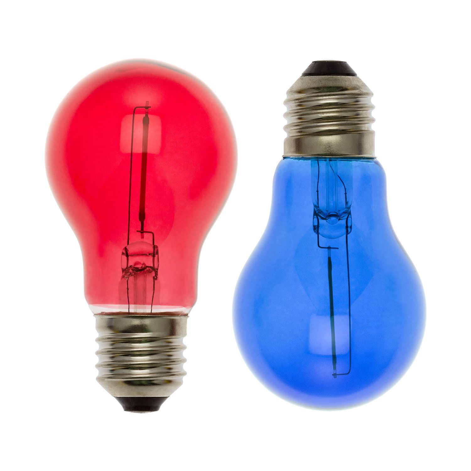 Serie VINTAGE LED 36V, Set 2 lampadine E27 di ricambio 36V, Ø 60 mm, led rosso e blu