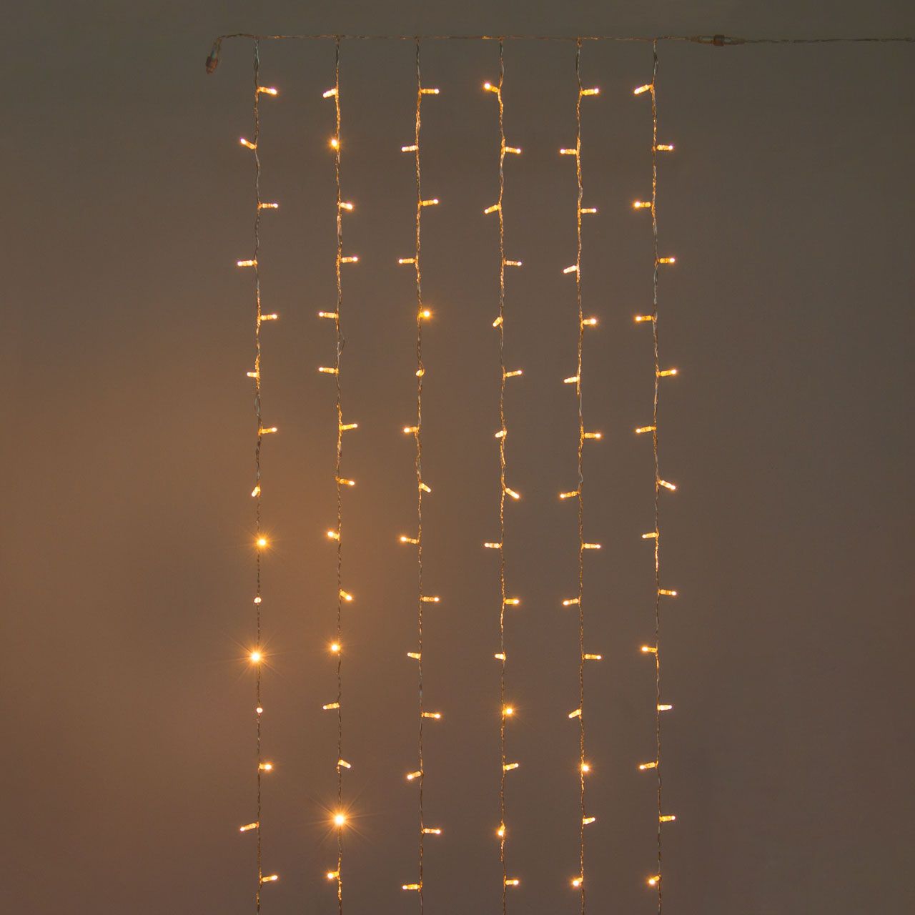 Lichtervorhang 1 x h 4 m, 192 Maxi LEDs warmweiß, transparentes Kabel, erweiterbar