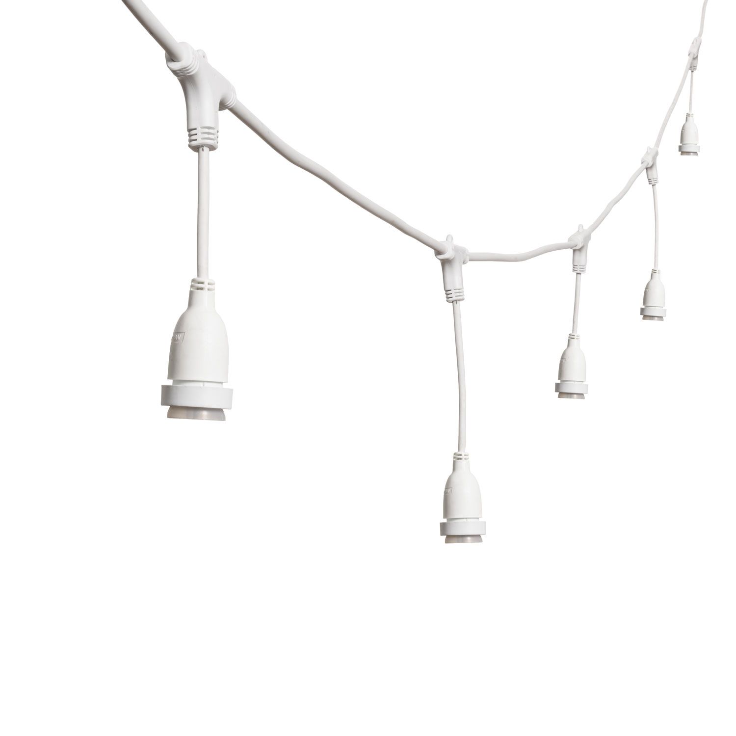 Lichterkette 5 m, 8 hängende E27-Fassungen, h 30 cm, weißes Kabel, erweiterbar