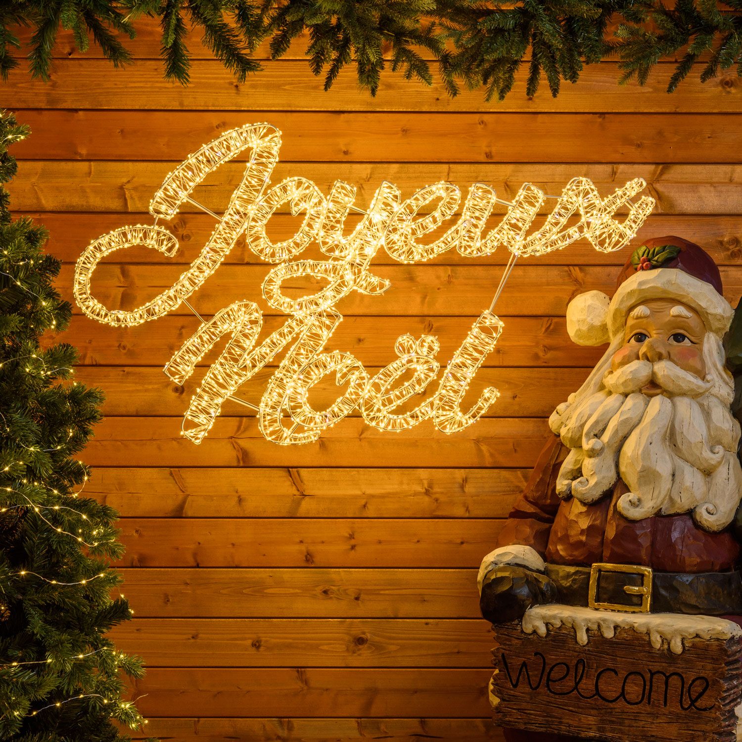 3D Leuchtschrift Joyeux Noel, 3500 MicroLEDs kalt- und warmweiß